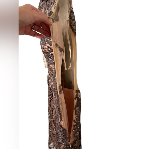 🩶Dave & Johnny Embroidered Illusion Cocktail Dress | Gunmetal Silver | Size 7/8 - Picture 7 of 16